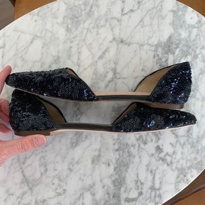J. Crew Navy Blue/Black Sequins Flats Size 8